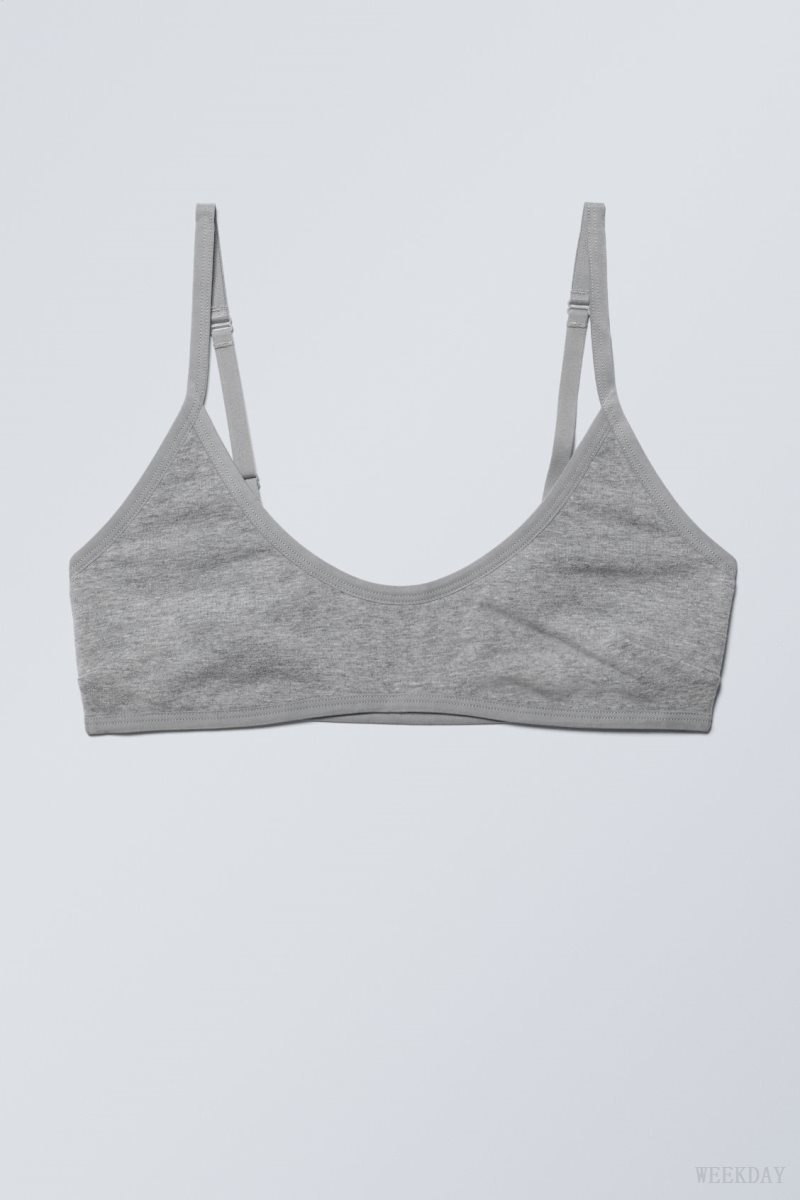 Weekday Inez Scooped Cotton Bralette Bralette Grey | DOCE3115