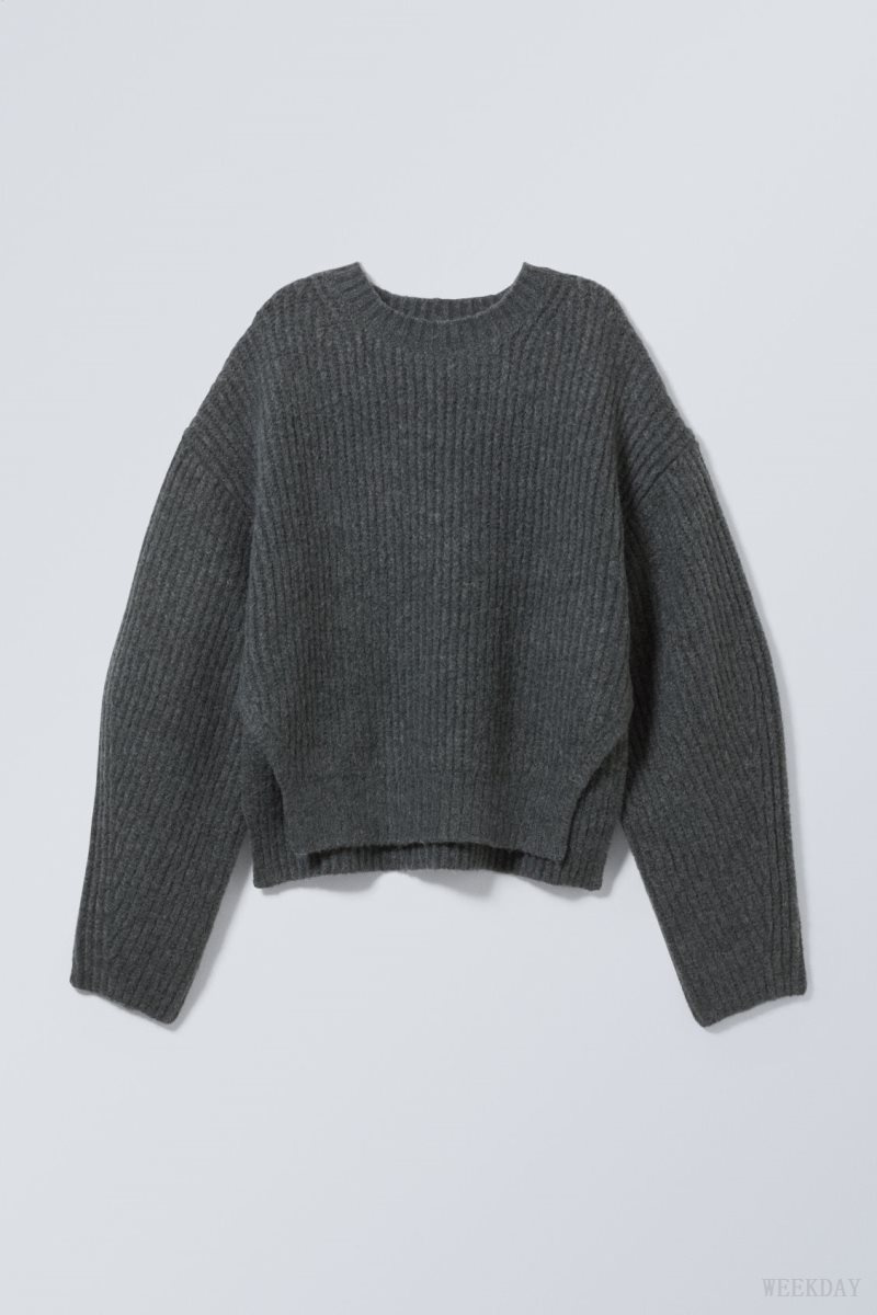 Weekday Ivy Knit Sweater Dark Grey | DIYN6770