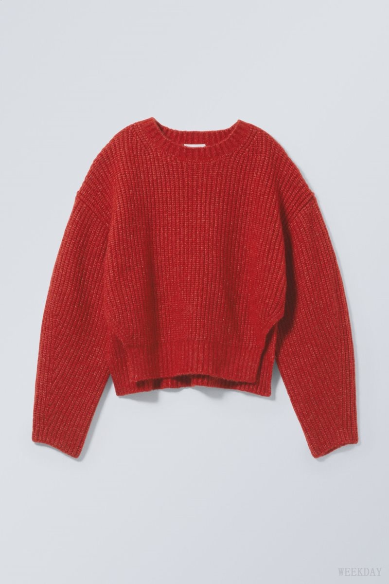 Weekday Ivy Knit Sweater Red | AGTR0556