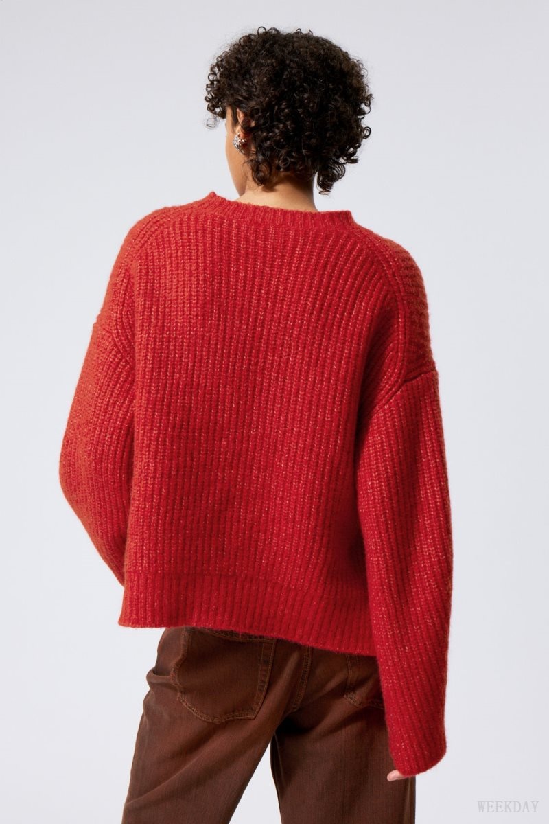 Weekday Ivy Knit Sweater Red | AGTR0556