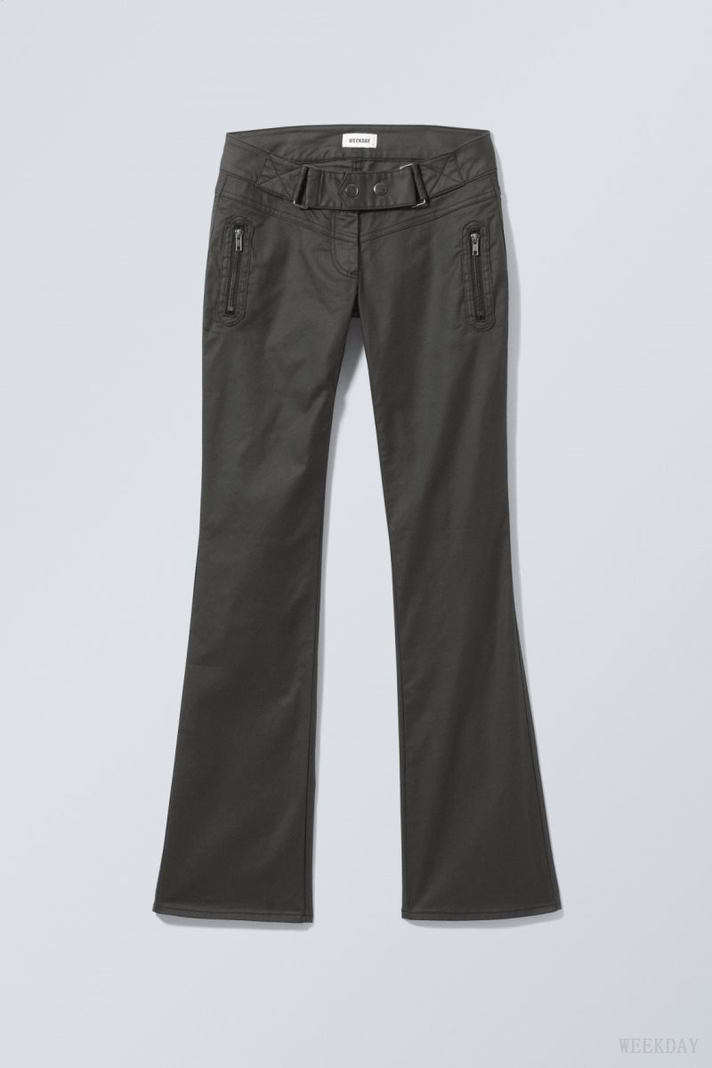 Weekday Jackie Low Waist Trousers Black | TURK4351