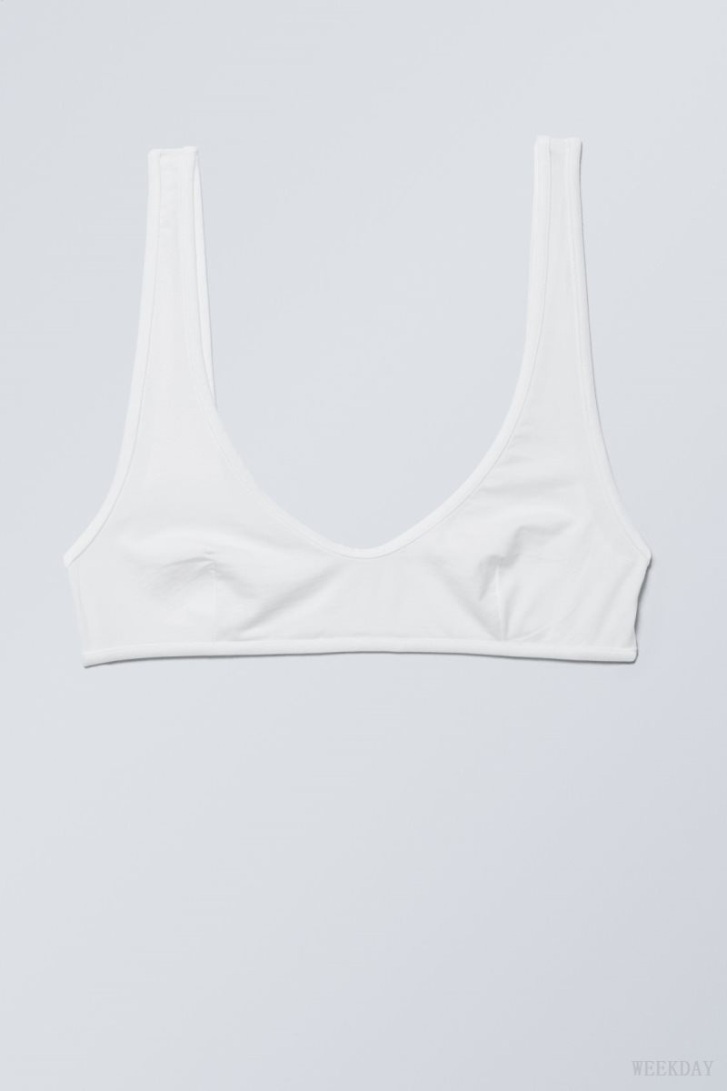 Weekday Jade Soft Cotton Bra Bra White | DVNU5458