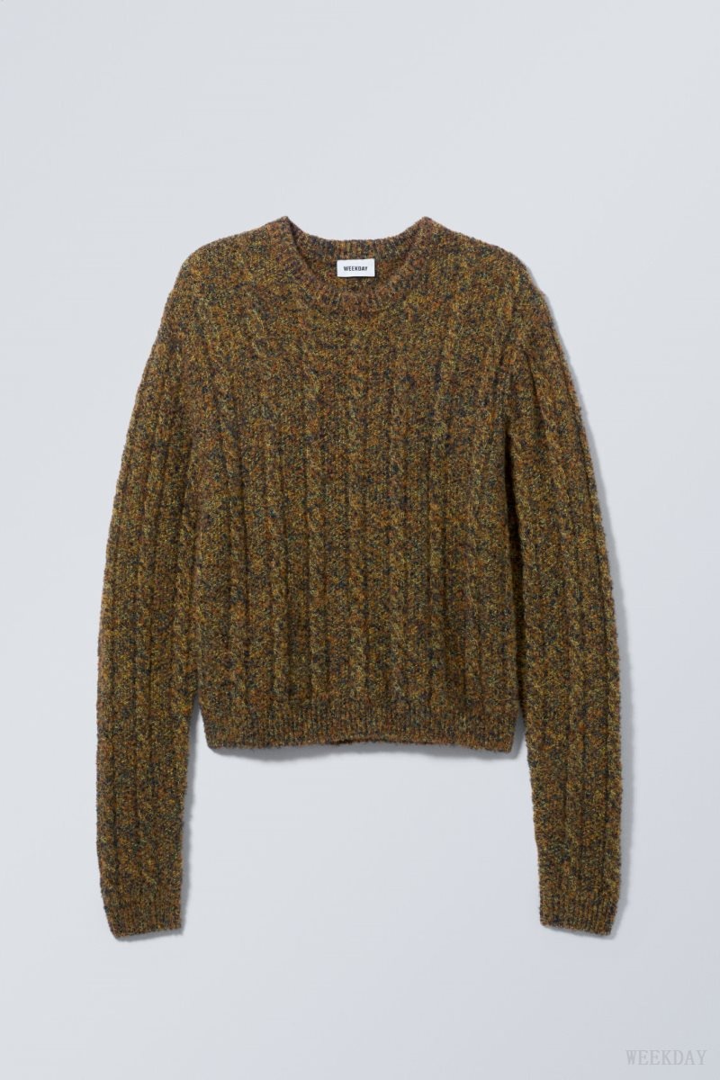 Weekday Jesper Wool Blend Knit Sweater Dusk Moss | EKFR1726