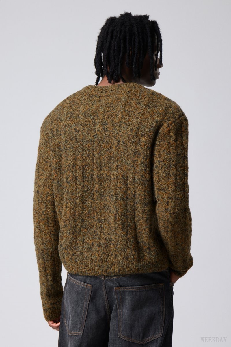 Weekday Jesper Wool Blend Knit Sweater Dusk Moss | EKFR1726