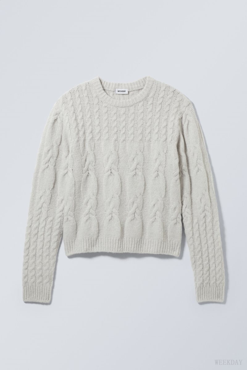 Weekday Jesper Wool Blend Knit Sweater Ecru | QWDY4970