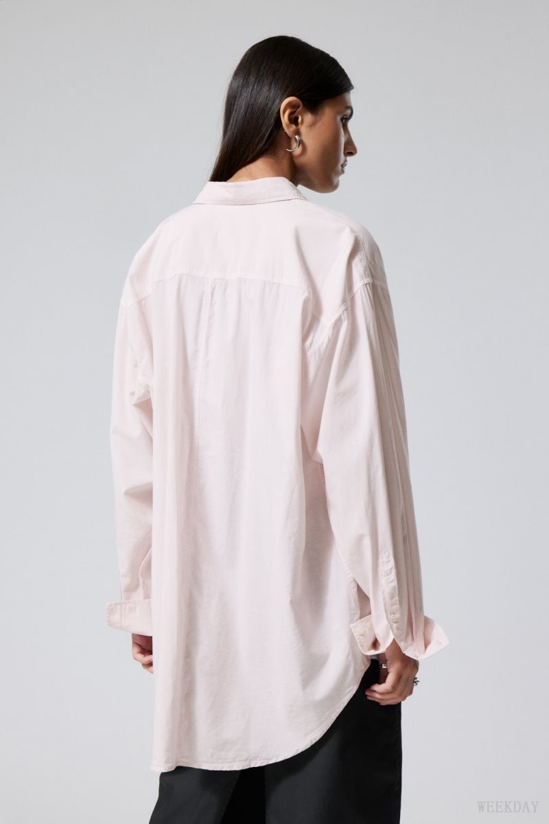 Weekday Jody Oversized Shirt Pink | LMKZ2056