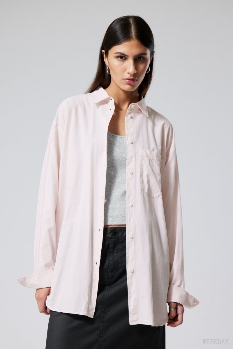 Weekday Jody Oversized Shirt Pink | LMKZ2056