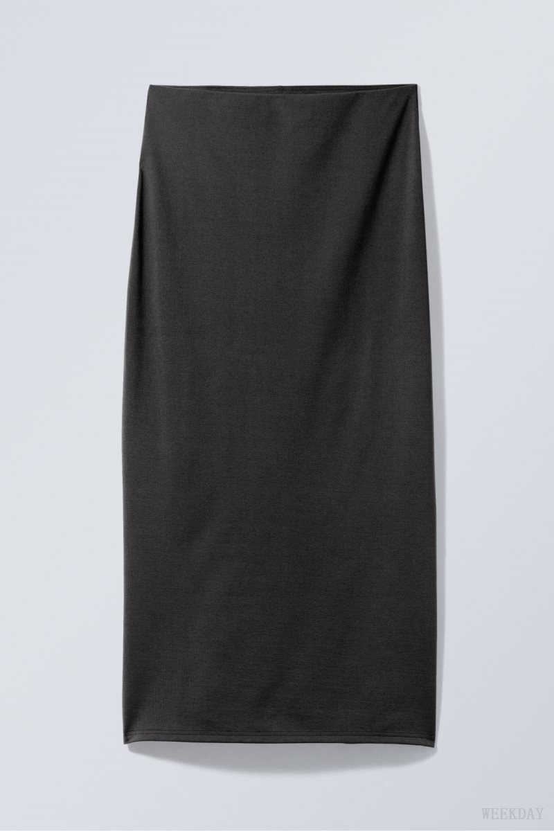 Weekday Johanna Long Pencil Skirt Black | WWOE9479