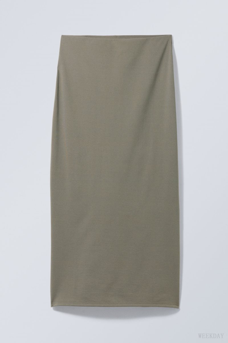 Weekday Johanna Long Pencil Skirt Grey Brown | HLTG9333