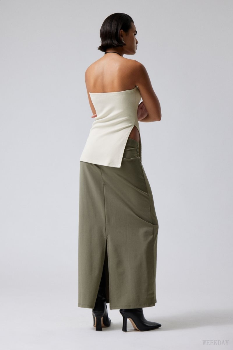 Weekday Johanna Long Pencil Skirt Grey Brown | HLTG9333