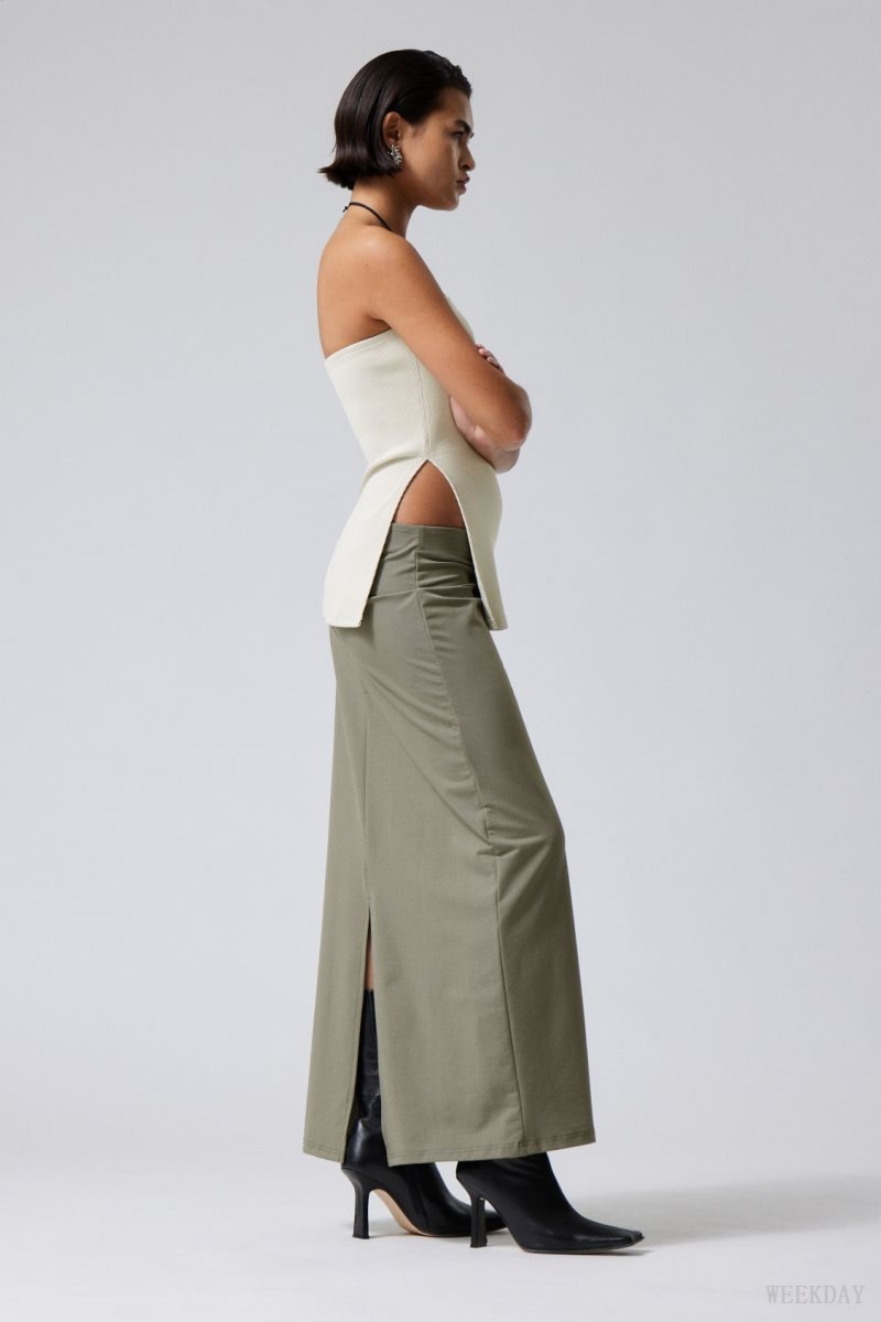 Weekday Johanna Long Pencil Skirt Grey Brown | HLTG9333