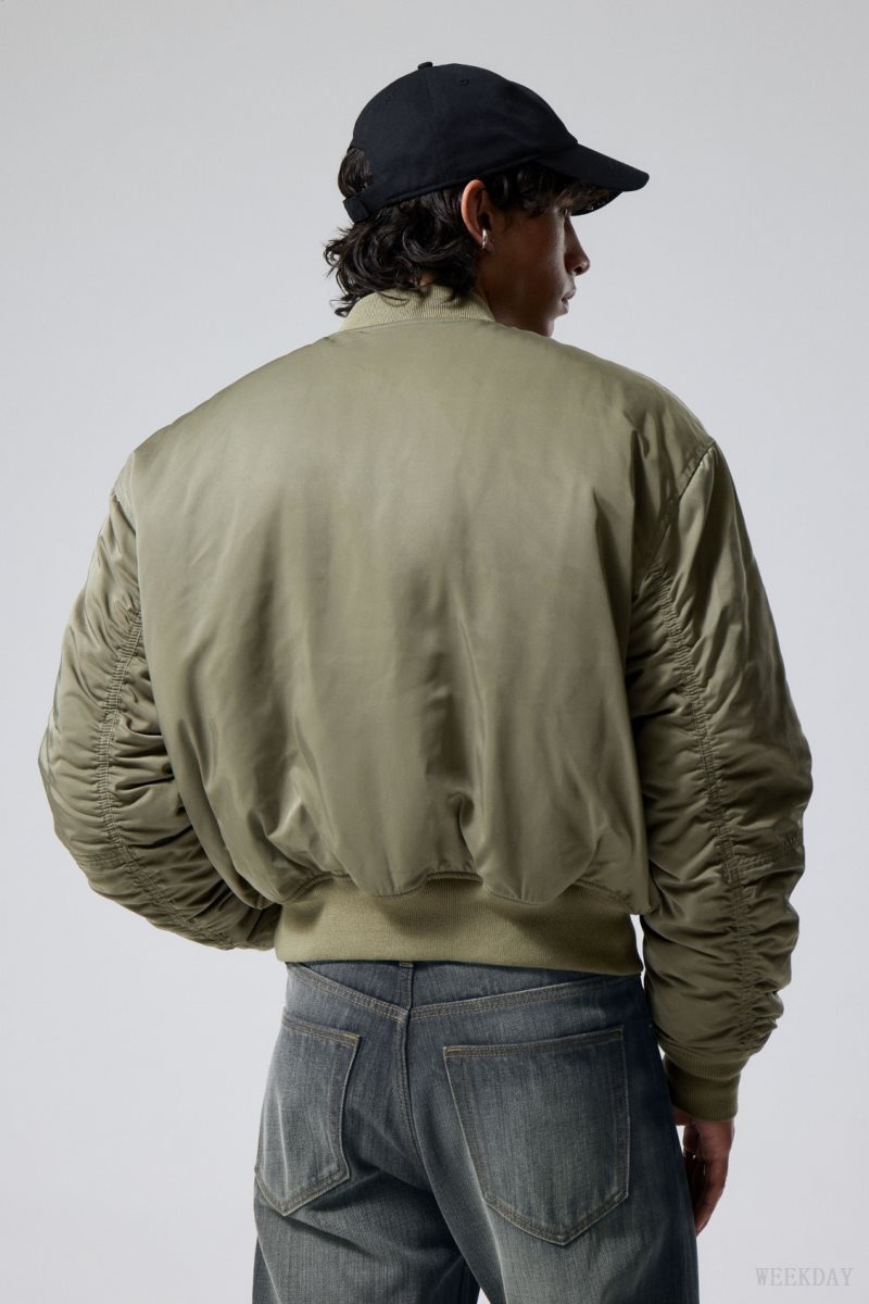 Weekday Jon Bomber Jacket Khaki Green | PPYF9180