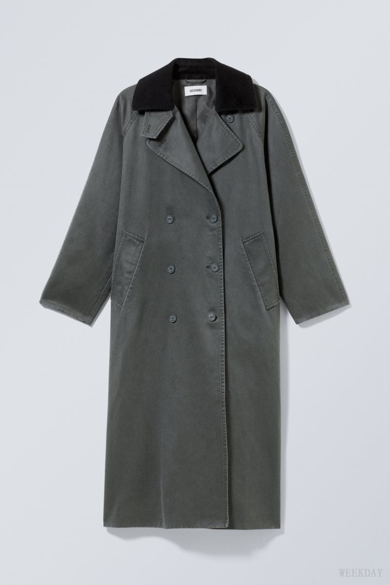 Weekday Jones Waxed Coat Dark Green | BRVL0070