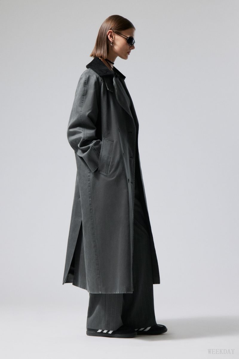 Weekday Jones Waxed Coat Dark Green | BRVL0070