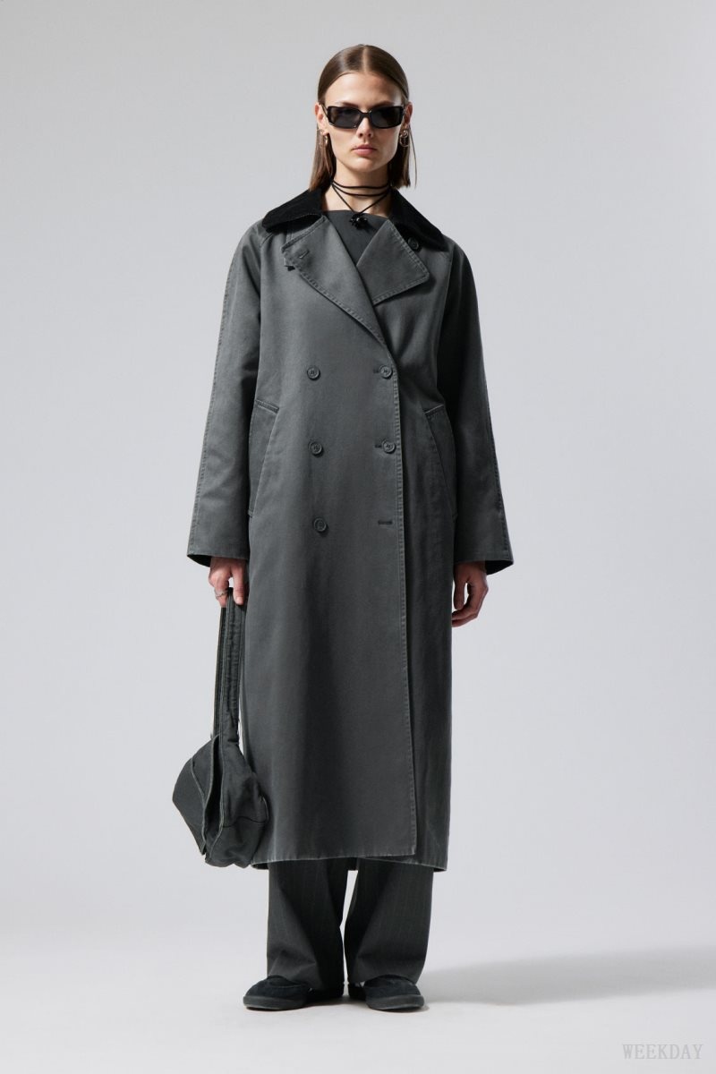 Weekday Jones Waxed Coat Dark Green | BRVL0070