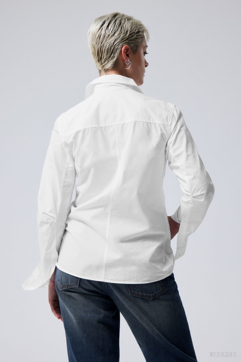 Weekday June Fitted Shirt White | DLTJ5794