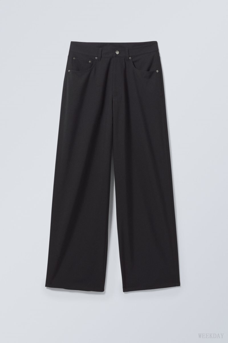 Weekday Juun Baggy Trousers Black | FDCK7275