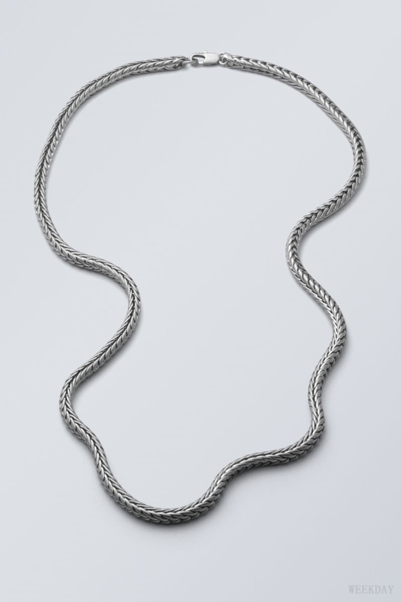 Weekday Karim Snake Chain Necklace Silver | SIBW3025