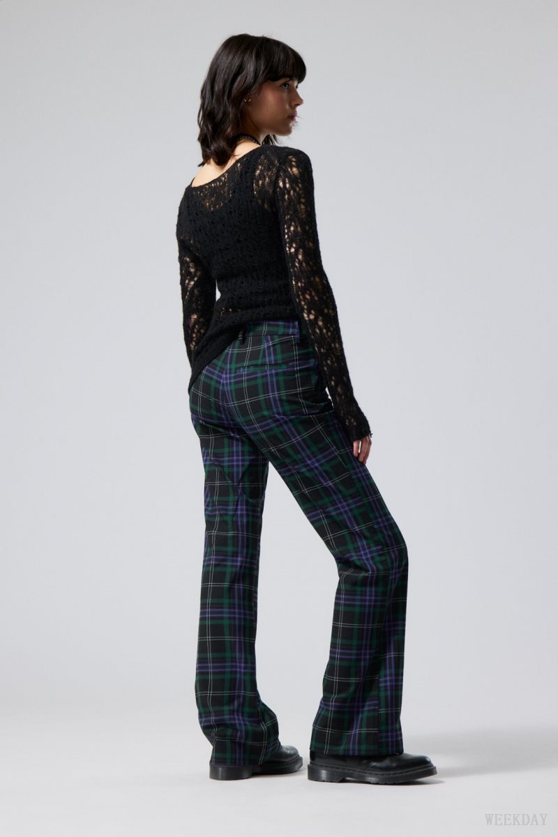 Weekday Kate Flared Suiting Trousers Black / Purple | XYTY3598