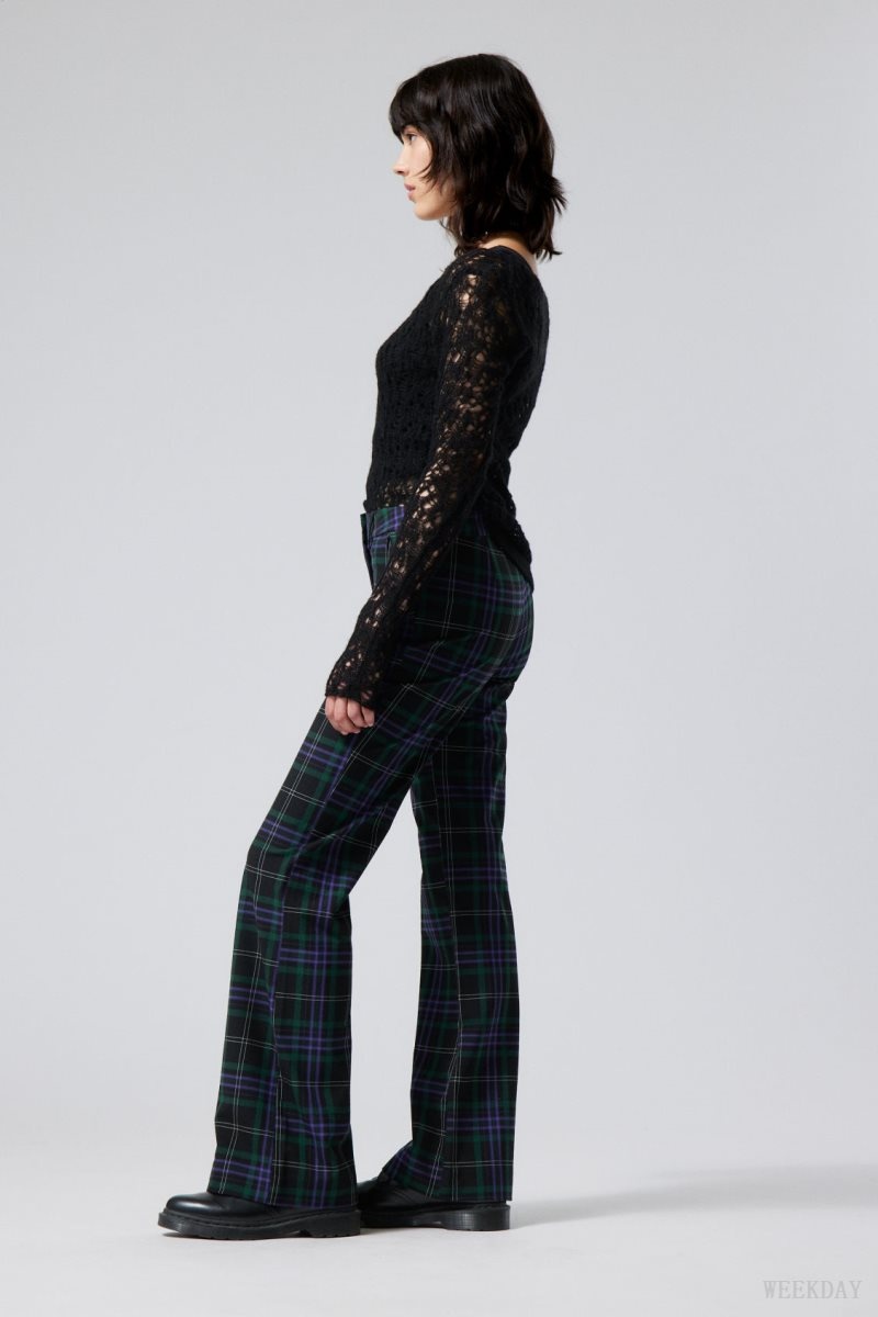 Weekday Kate Flared Suiting Trousers Black / Purple | XYTY3598