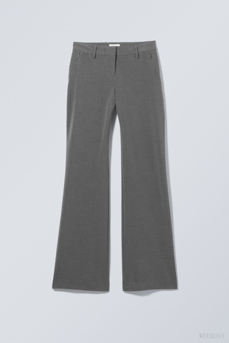 Weekday Kate Flared Suiting Trousers Dark Grey | FYCK9939