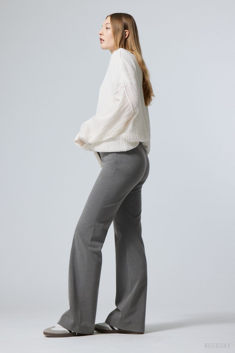 Weekday Kate Flared Suiting Trousers Dark Grey | FYCK9939