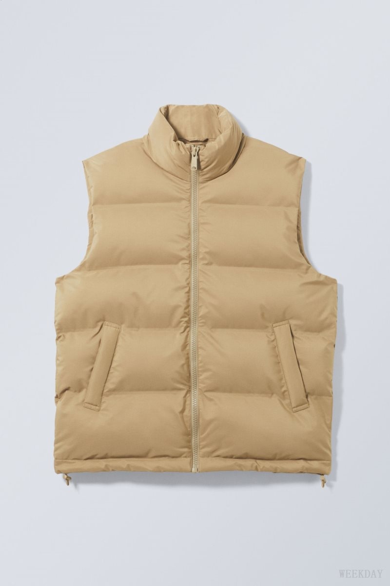 Weekday Kip Puffer Vest Beige | OOQD2976