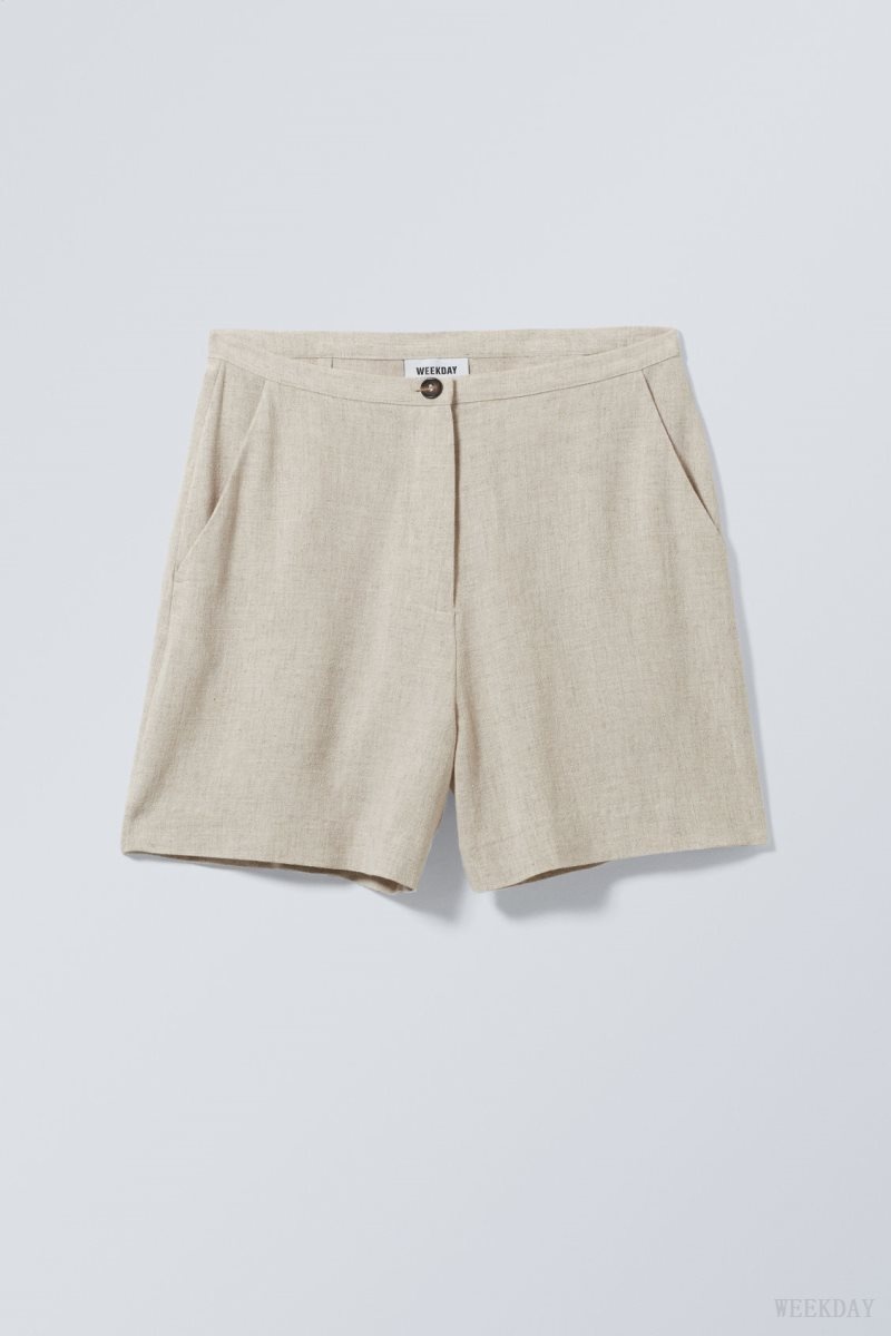 Weekday Kit Linen Mix Shorts Ecru | MRLI3859