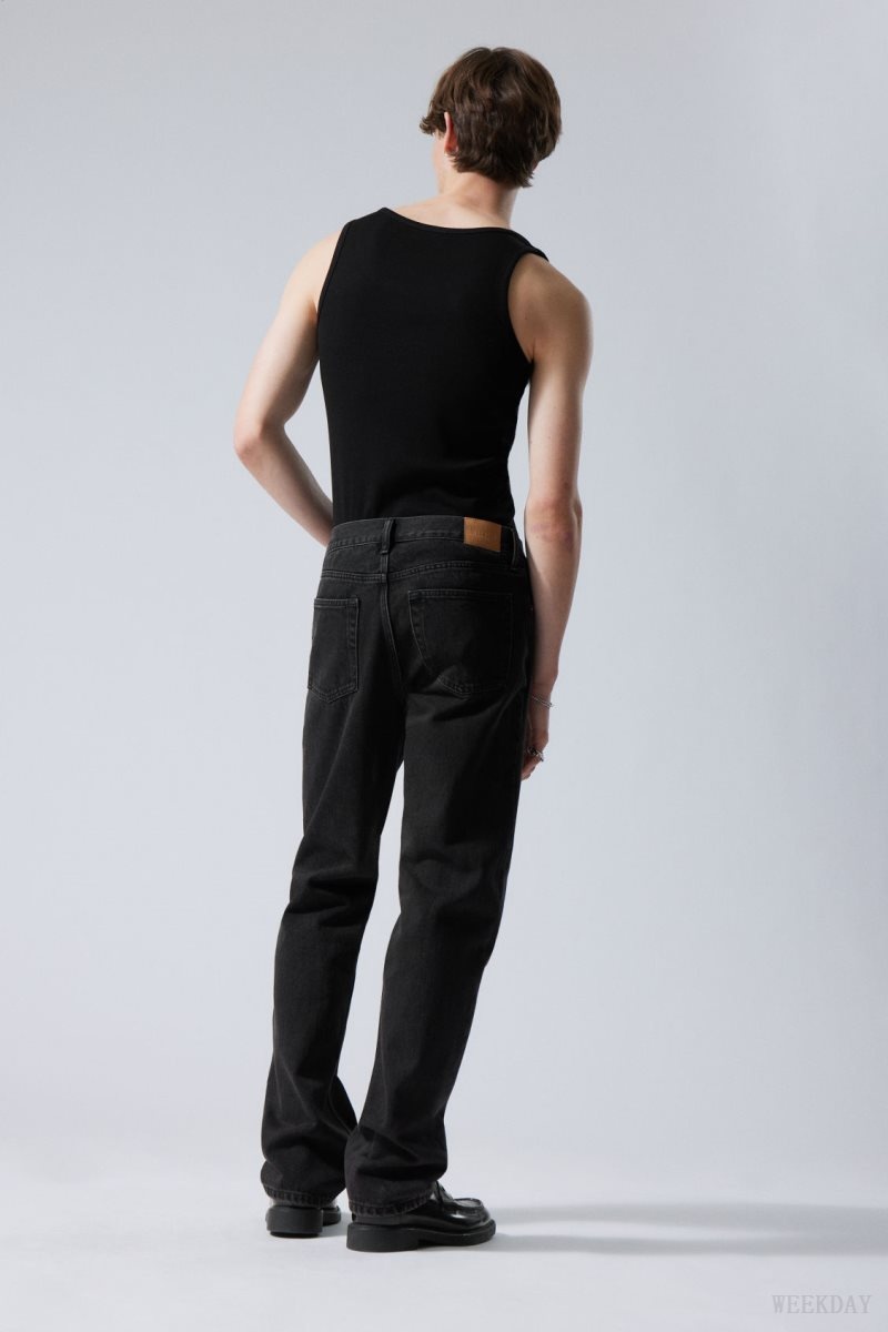 Weekday Klean Regular Straight Jeans Black | OBPE1177