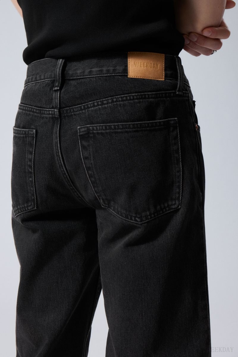 Weekday Klean Regular Straight Jeans Black | OBPE1177