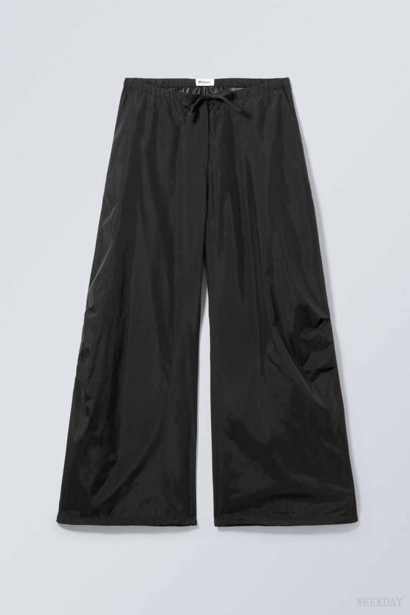 Weekday Leish Parachute Trousers Black | AYVE0257