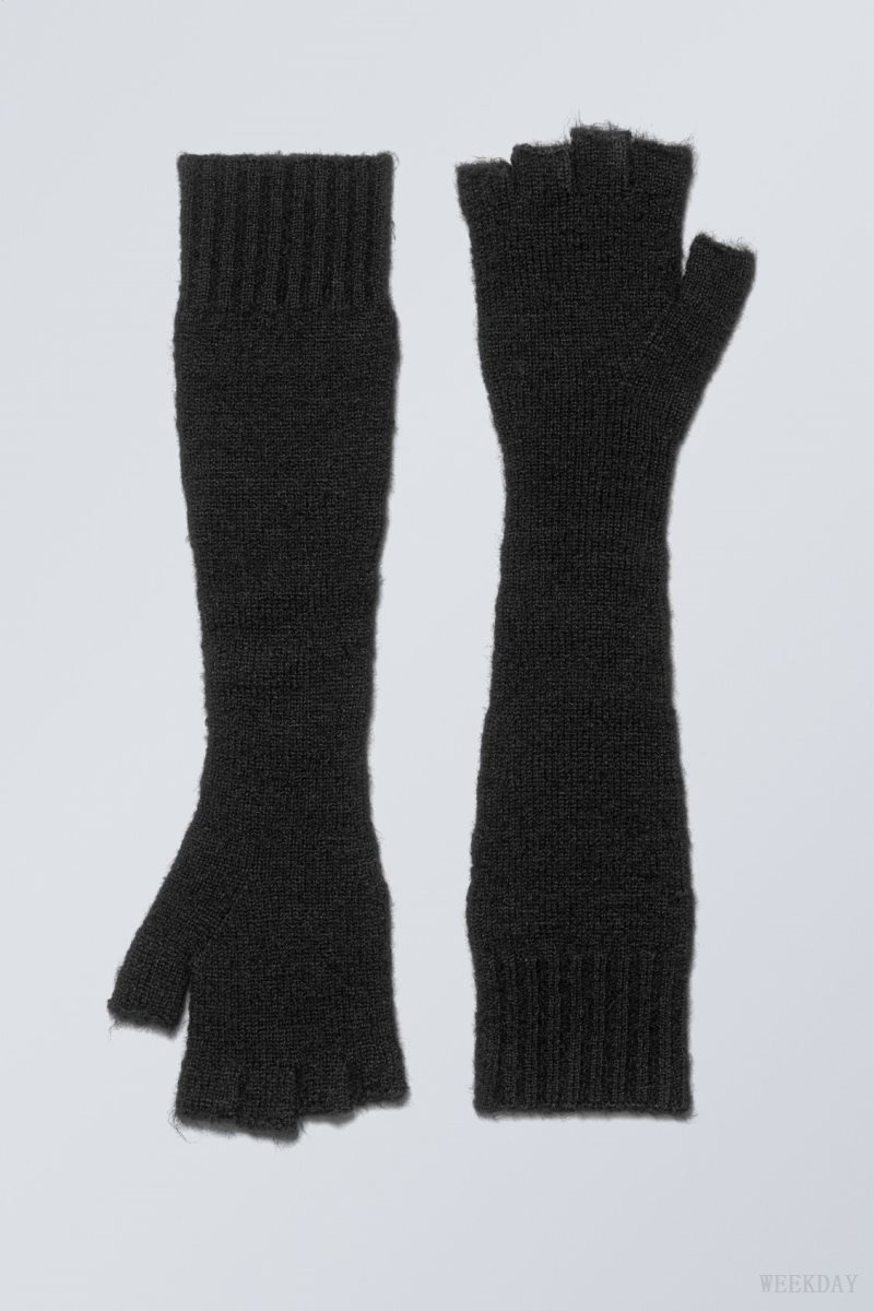 Weekday Long Knitted Gloves Black | ZGJF5609