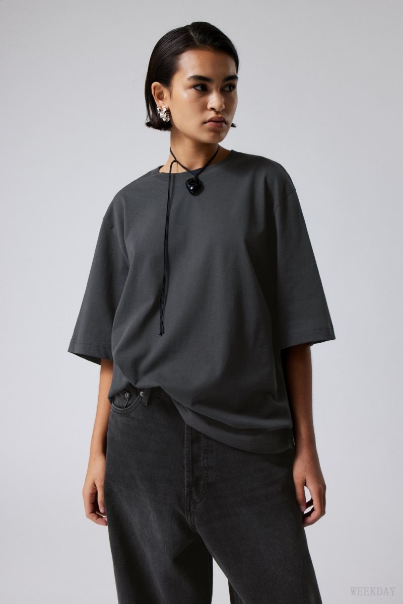 Weekday Loose Oversized Fit T-shirt Black | CHFL6228