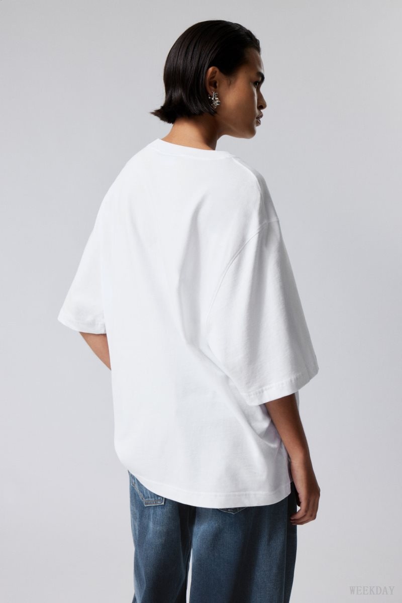 Weekday Loose Oversized Fit T-shirt White | KGNI8196