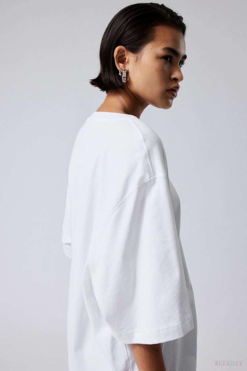 Weekday Loose Oversized Fit T-shirt White | KGNI8196