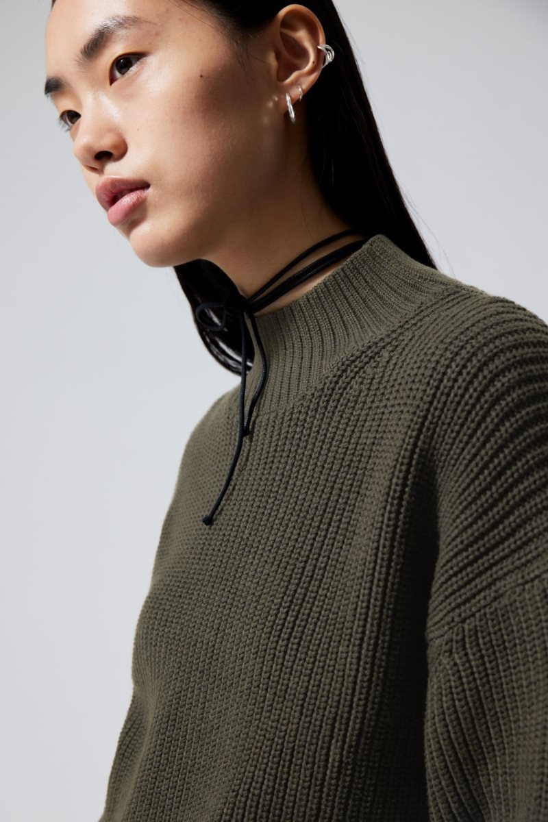 Weekday Lyla Knit Sweater Dark Green | ETPV0308