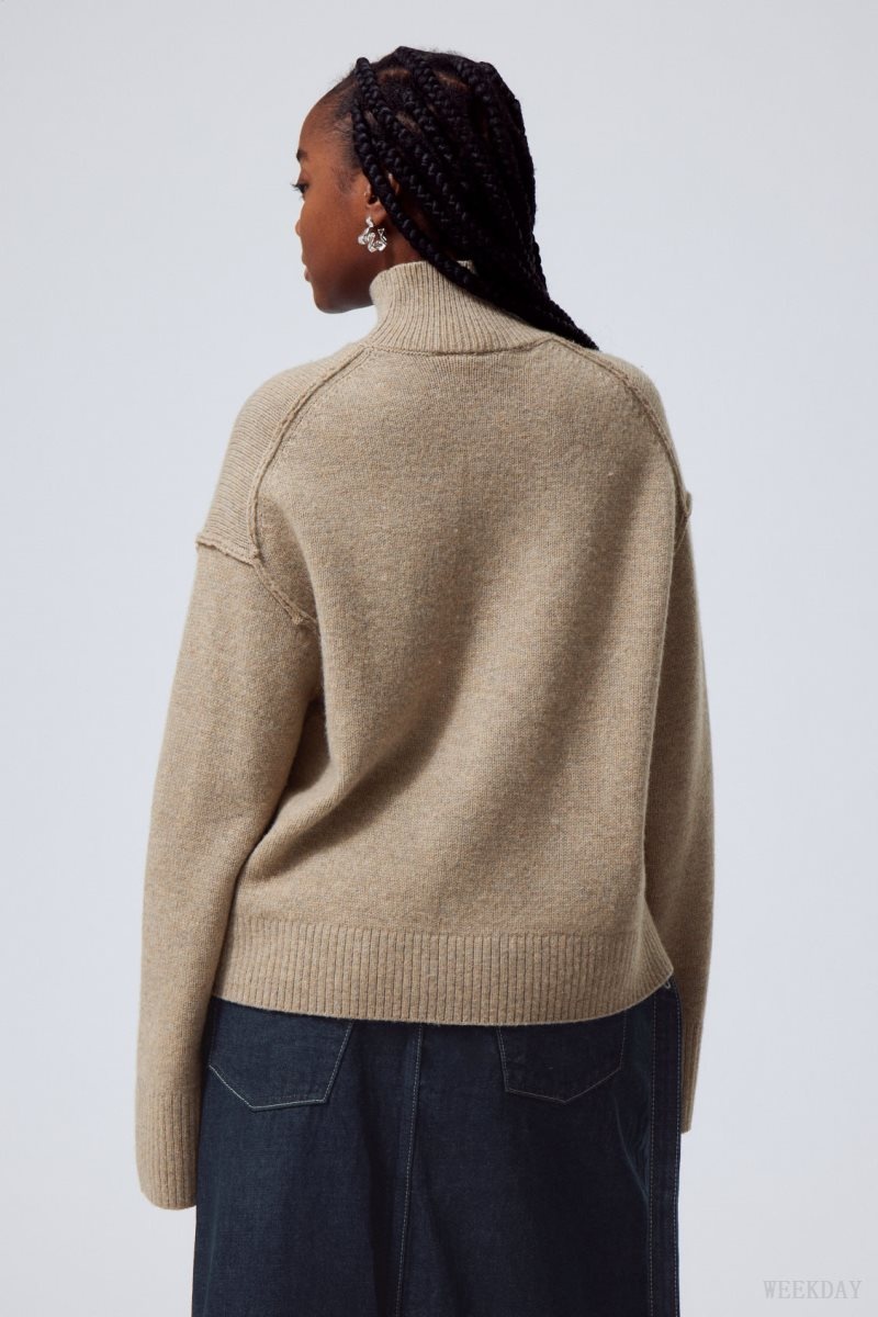 Weekday Maggie Wool Turtleneck Beige | CBCY4855