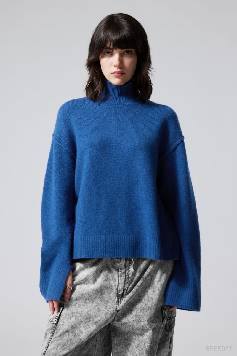 Weekday Maggie Wool Turtleneck Blue | NSVB6065