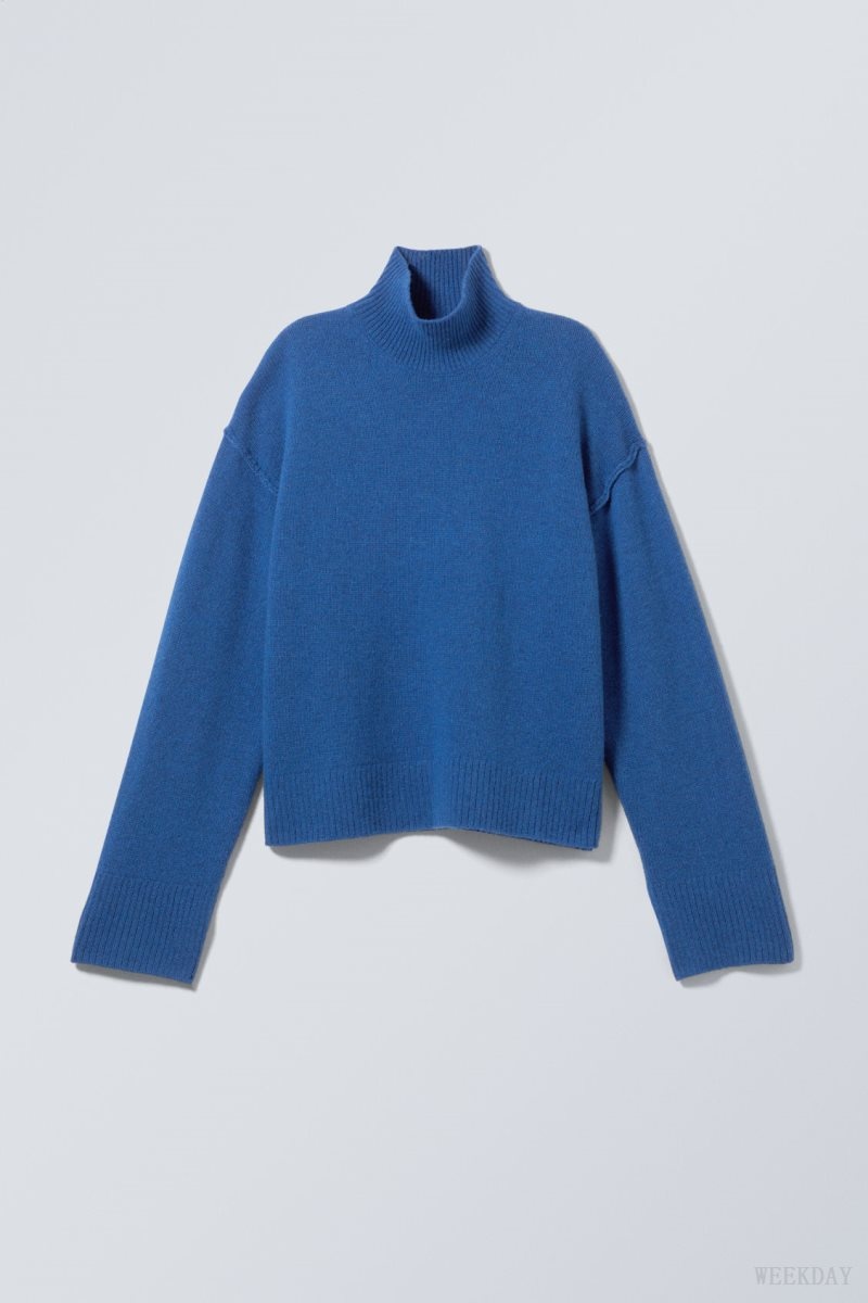 Weekday Maggie Wool Turtleneck Blue | NSVB6065