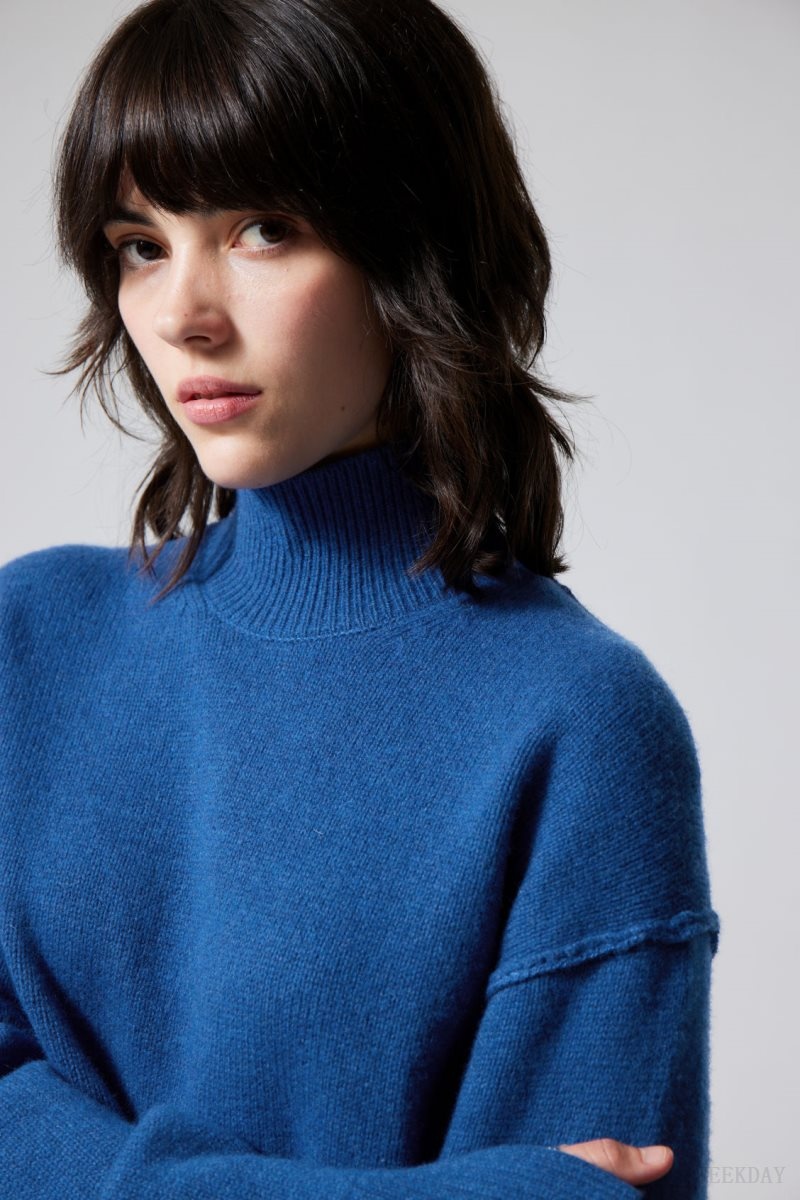 Weekday Maggie Wool Turtleneck Blue | NSVB6065