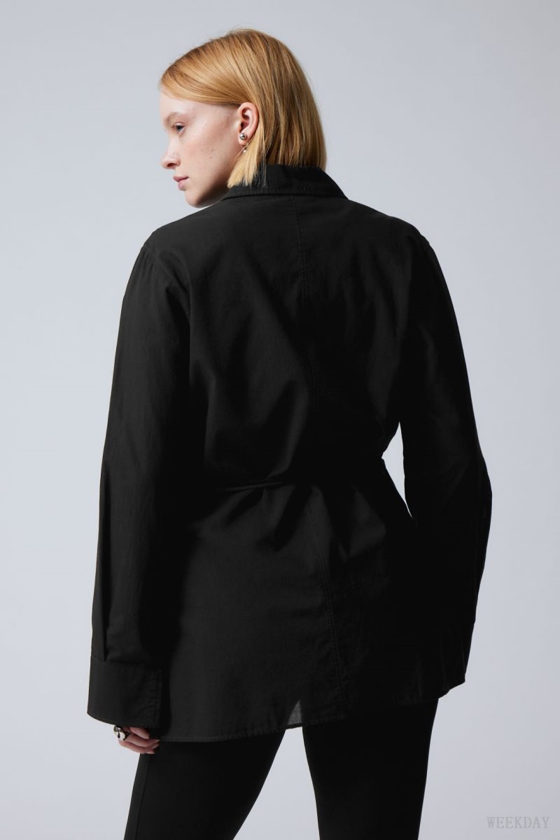 Weekday Magma Lightweight Shirt Black | WVYZ6275