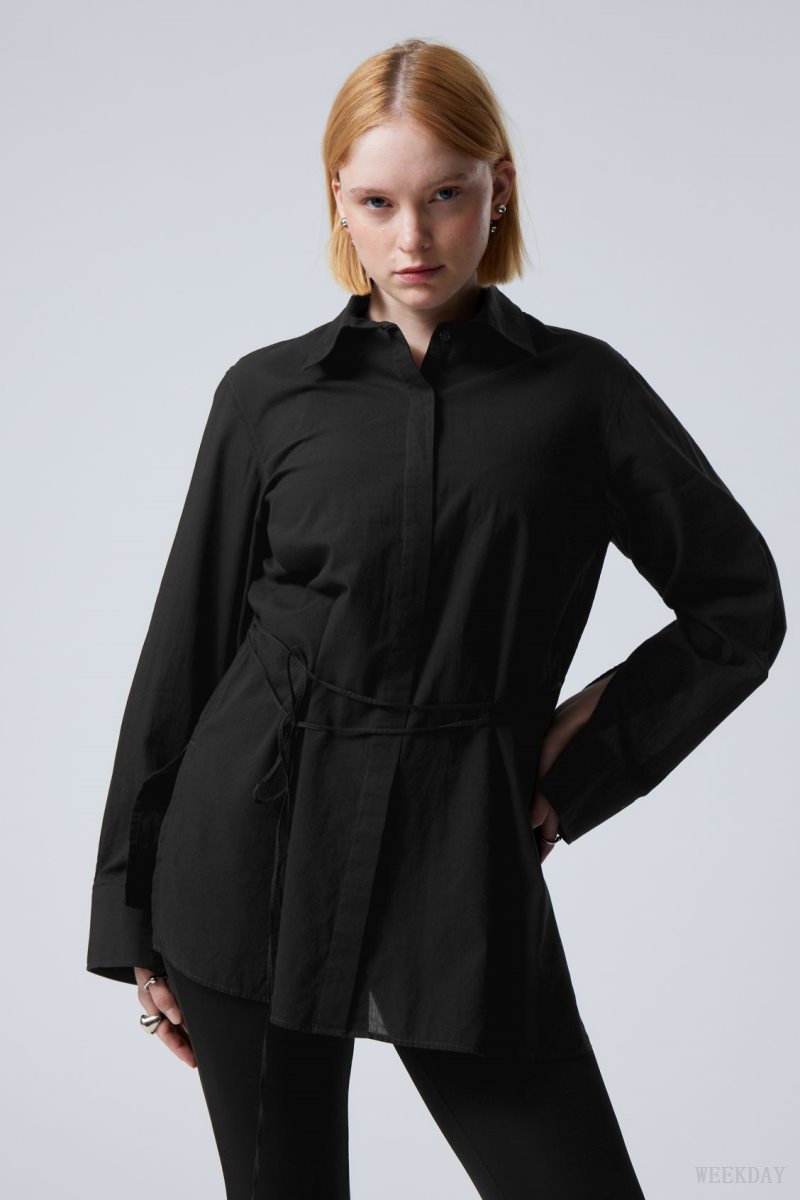 Weekday Magma Lightweight Shirt Black | WVYZ6275