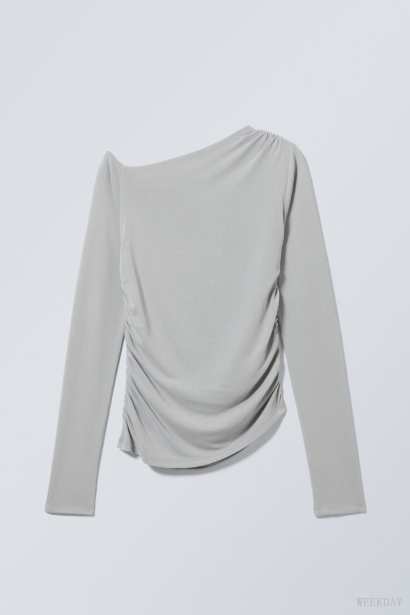 Weekday Main Asymmetric Long Sleeve Light Grey | HELY9019