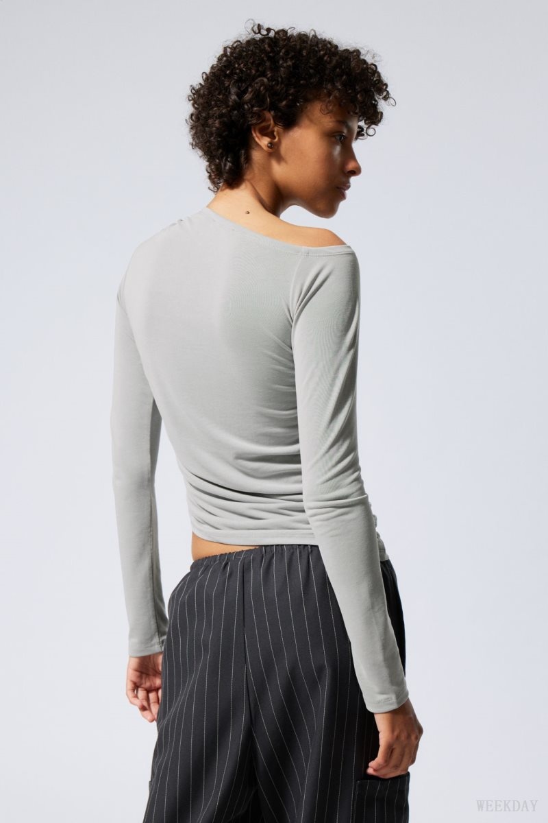 Weekday Main Asymmetric Long Sleeve Light Grey | HELY9019