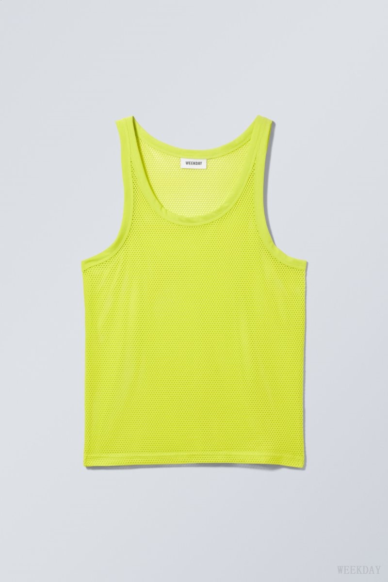 Weekday Matheus Mesh Tank Top Green | WVOJ3305