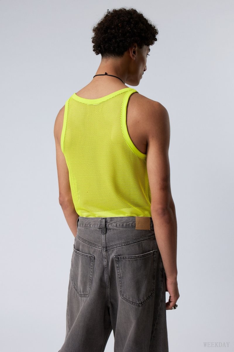 Weekday Matheus Mesh Tank Top Green | WVOJ3305