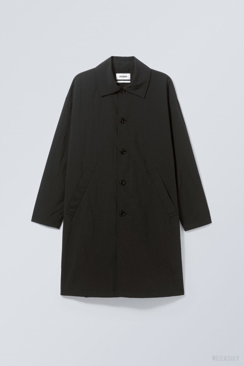 Weekday Matty Oversized Nylon Coat Black | XFWC9538