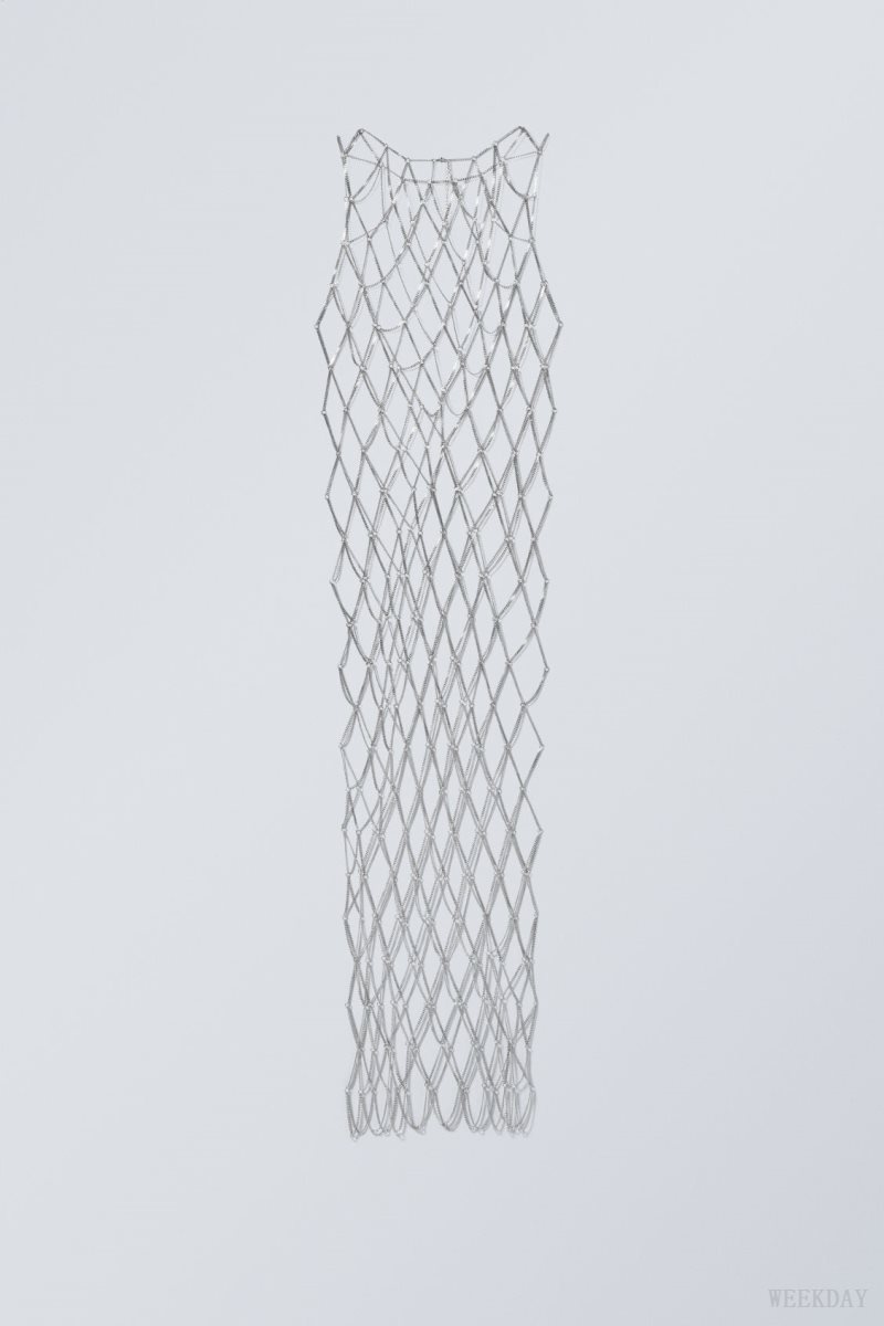 Weekday Metal Chain Link Dress Silver | WXLV4040