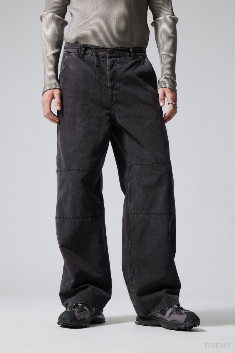 Weekday Micha Loose Workwear Trousers Black | BKWW4955