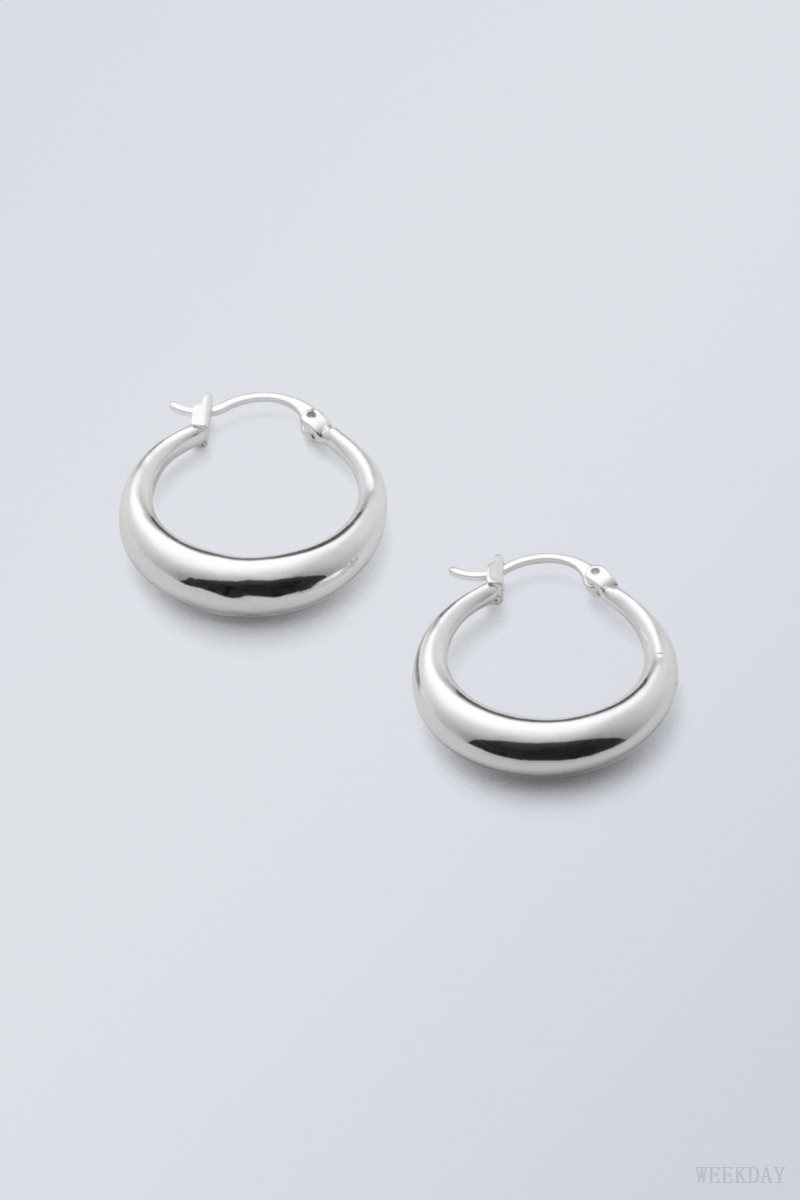 Weekday Mija Hoop Earrings Silver | XHTZ7162